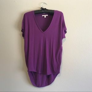 Purple V-Neck Hi-Lo Short Sleeve London Tee